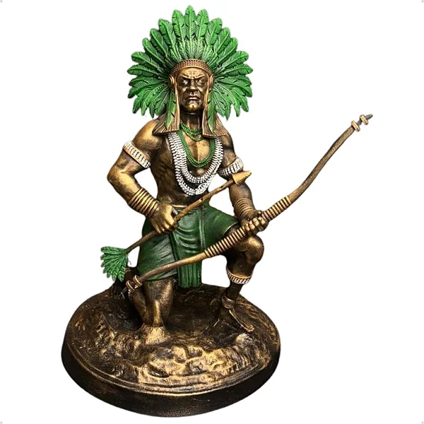 Imagem Caboclo Pena verde 21cm resina