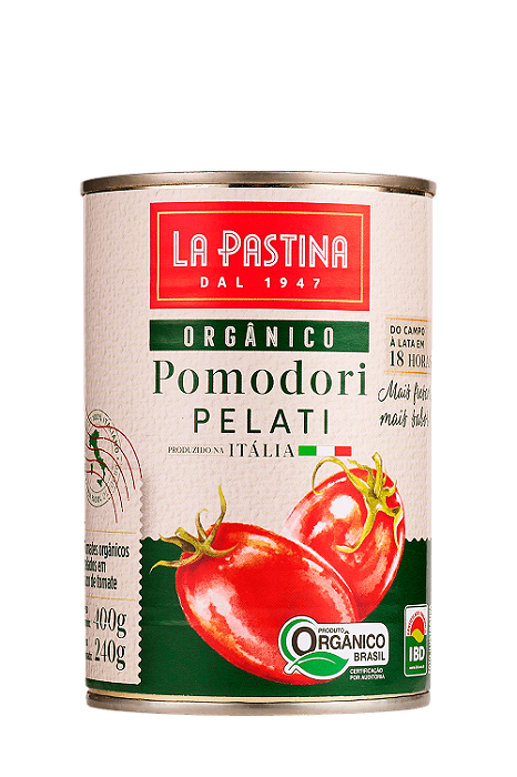 Tomate Pelati Orgânico Italiano La Pastina 400G