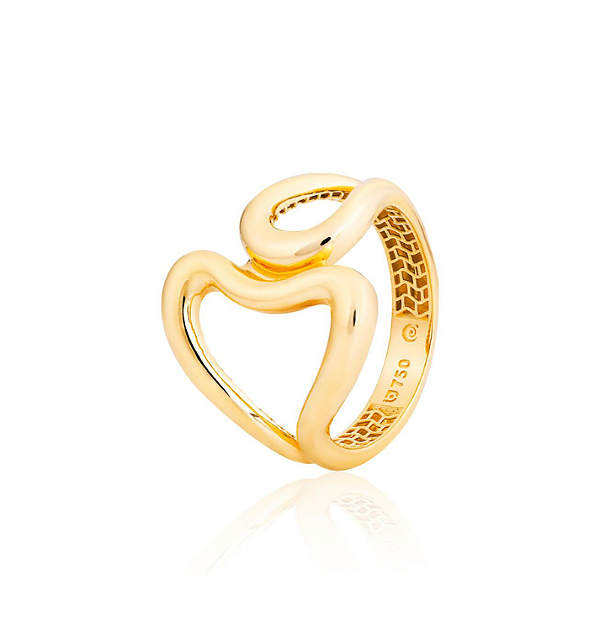 ANEL CORAÇÃO VAZADO UNI OURO 18K