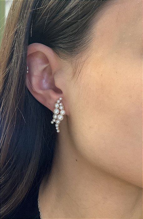 BRINCO DE OURO 18K 30 PEROLAS