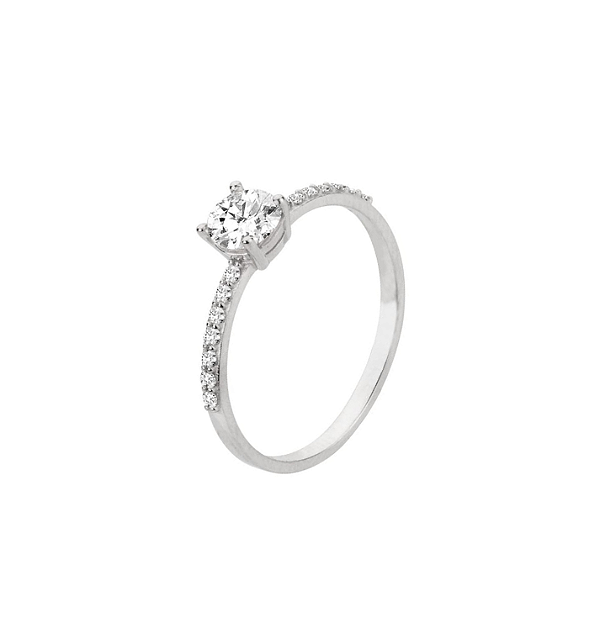 ANEL SOLITÁRIO AURORA EM OURO BRANCO COM DIAMANTES