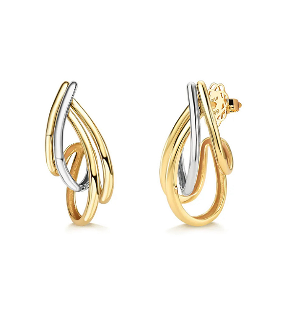 BRINCO DE OURO 18K INFINITO FIOS 30MM DUO