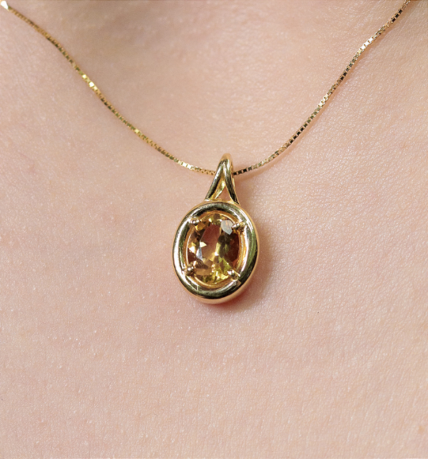 PINGENTE OURO 18K CITRINO OVAL