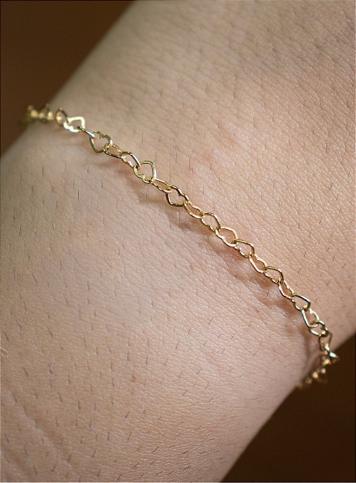 PULSEIRA DE OURO 18K ELO CORAÇÃO PULLOVE 45