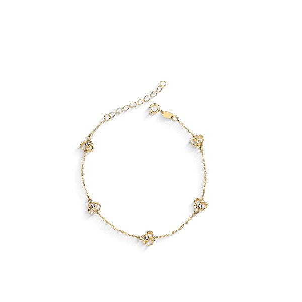 PULSEIRA CORAÇÃO EM OURO 18K