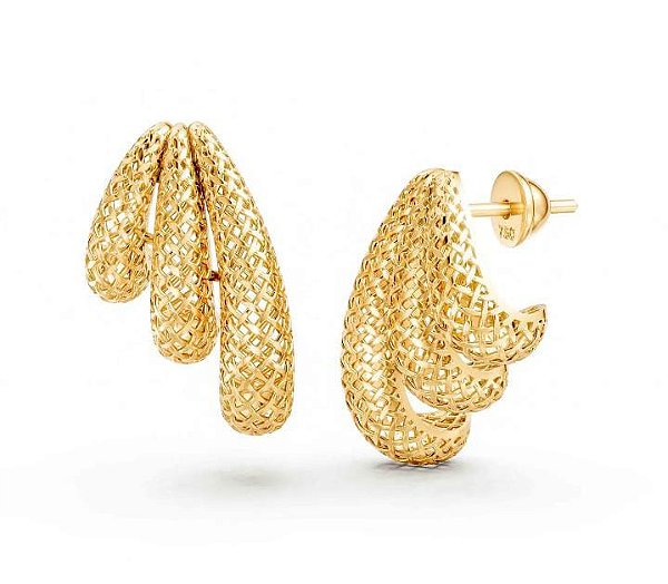 BRINCO TUBULAR FILIGRANA OURO 18K