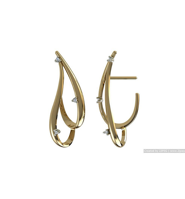 BRINCO EM OURO 18K COM 6 DIAMANTES