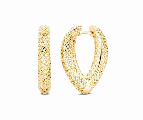 BRINCO DE OURO 18K BRINCO TUBULAR FILIGRANA