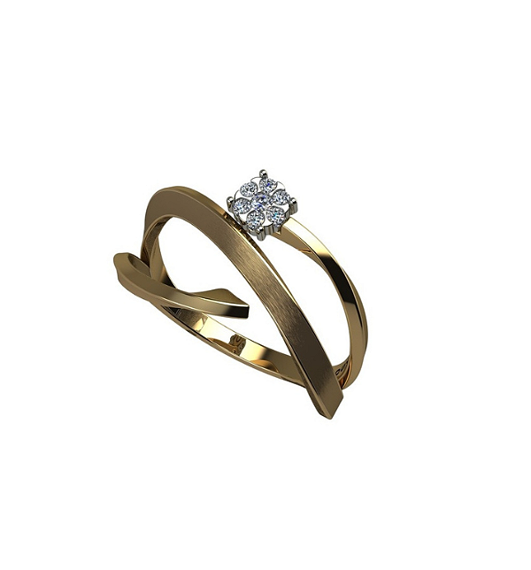 ANEL DE OURO 18K COM 7 DIAMANTE
