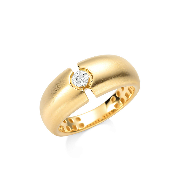 ANEL DE OURO 18K 7 BRILHANTES