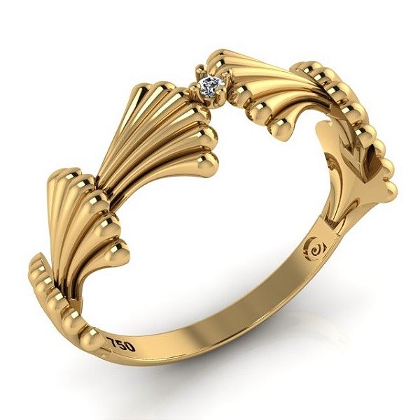ANEL DE OURO 18K 1 DIAMANTE
