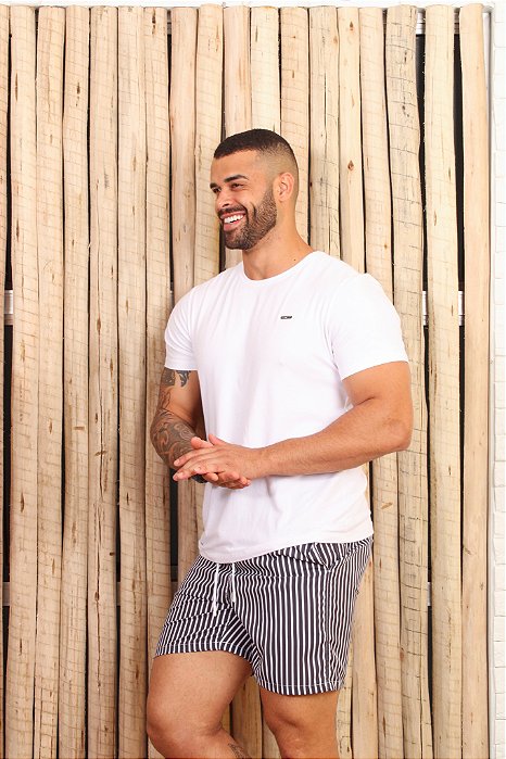 Bermuda Masculina - LISTRADO PRETO VERTICAL
