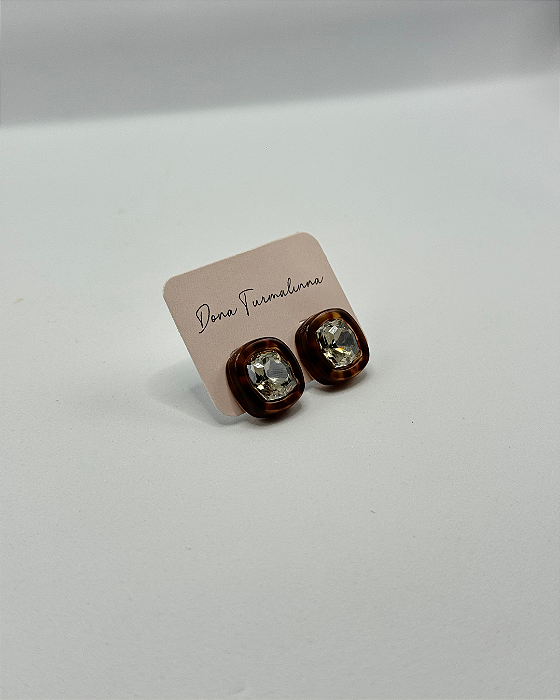 Brinco Quadrado Acrílico Inox