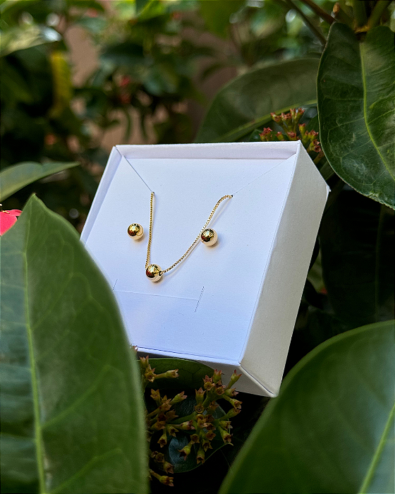 Conjunto Clean Bolinha banhado em ouro 18k