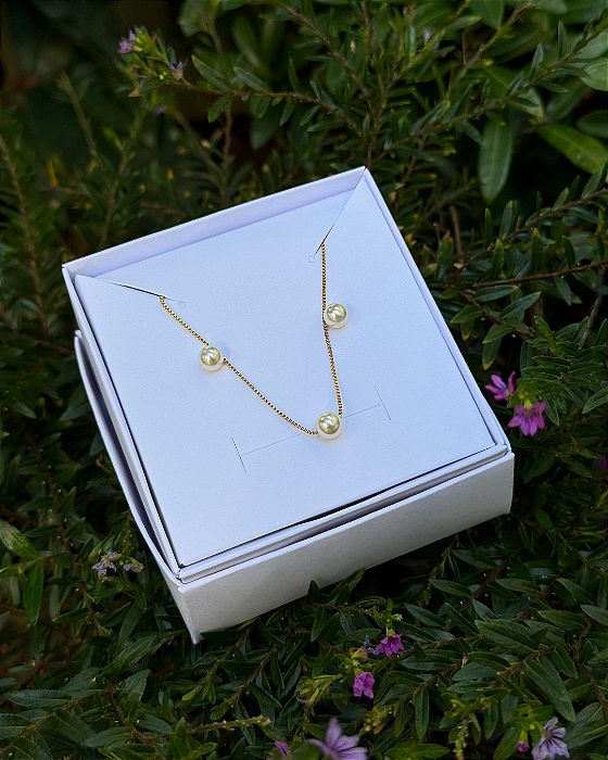Conjunto Clean Pérola banhado em ouro 18k