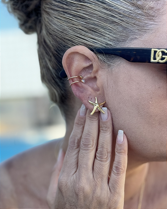 Brinco Estrela do Mar banhado em ouro 18k