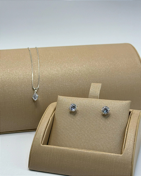 Conjunto Ponto de Luz Ródio branco