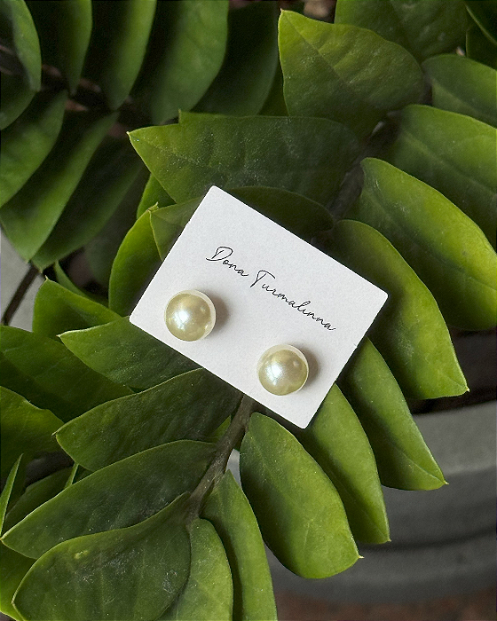 Brinco Pérola 10 mm banhado em ouro 18k