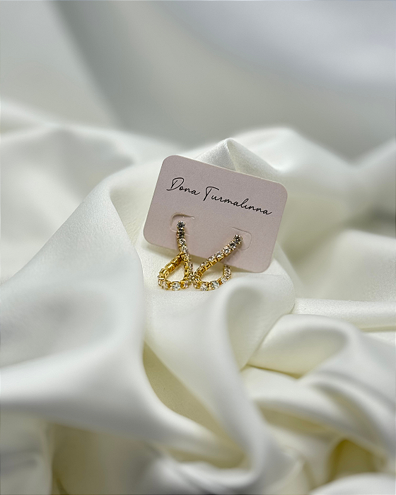 Brinco Riviera Cristal banhado em ouro 18k