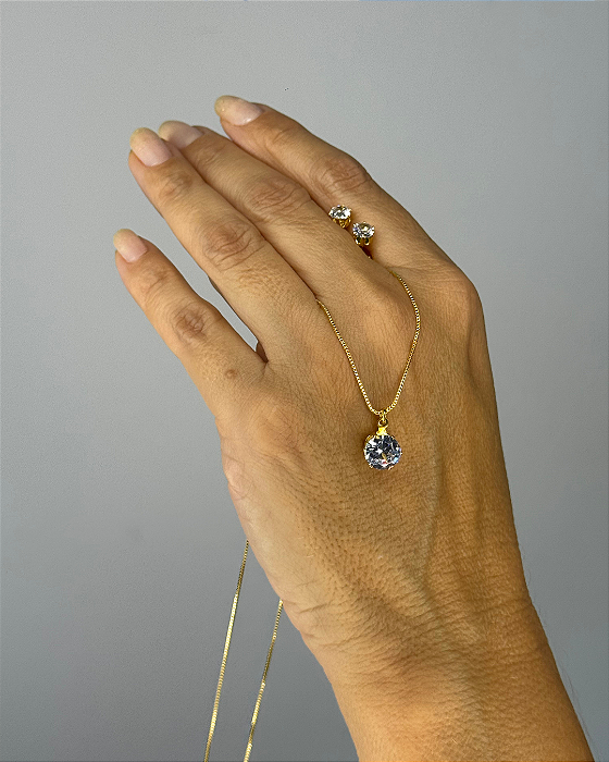 Conjunto Ponto de Luz banhado em ouro 18k