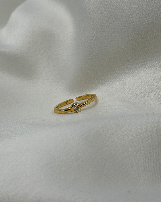 Anel Minimalista Cristal Regulável Banhado em Ouro 18k