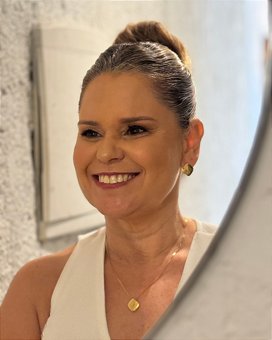 Conjunto Veneziana Design Quadrado banhado em Ouro 18k