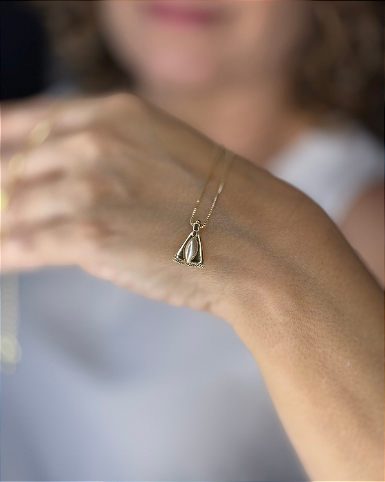 Colar Nossa Senhora Perolado Banhado em Ouro 18k