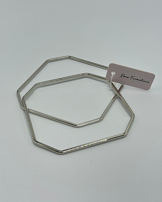 Bracelete Design Aro Quadrado Liso banhado em ródio