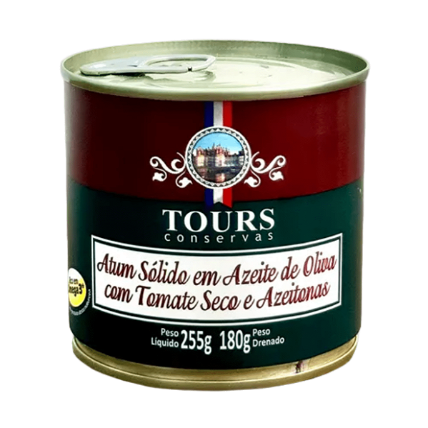 Atum Gourmet em Azeite com Tomate Seco e Azeitonas - 255g - Tours