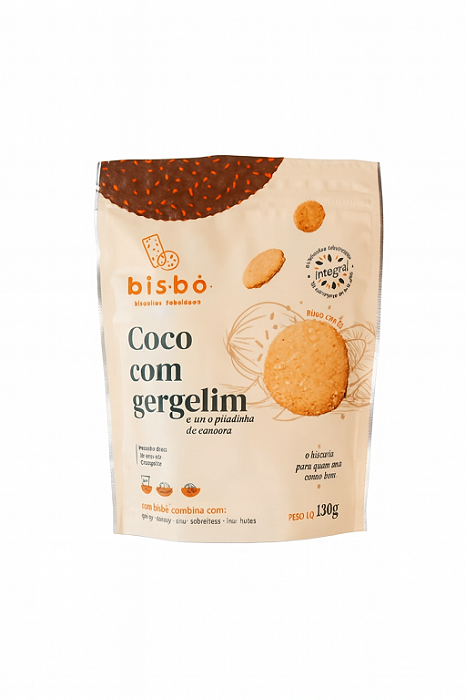 Biscoito Artesanal de Coco, Gergelim e Cumaru - 130g - Bisbô