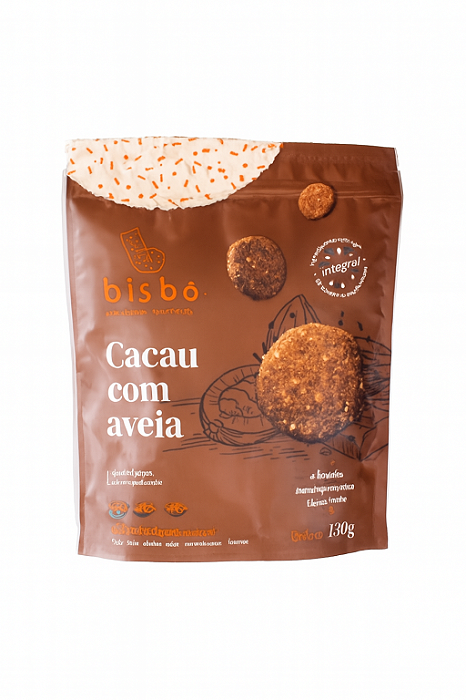 Biscoito Artesanal de Cacau e Aveia - 130g - Bisbô