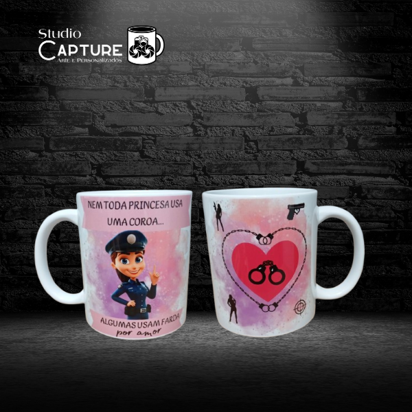 Caneca de Porcelana Policial/Segurança/Guarda Feminino