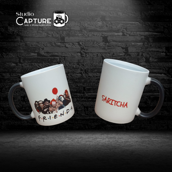 Caneca Mágica Friends estilo Terror com NOME