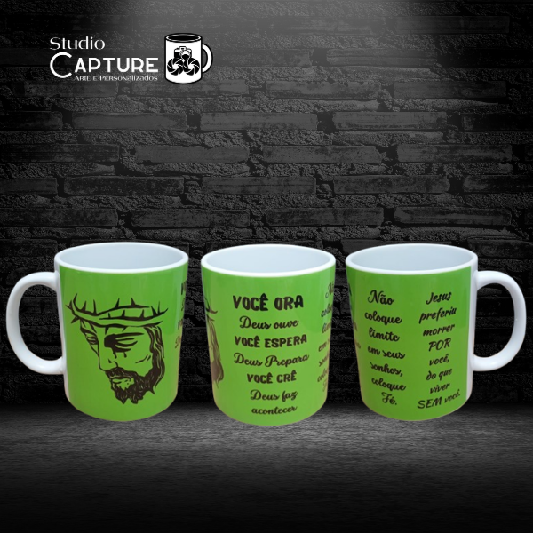 Caneca Cristã Jesus – Frases de Fé e Inspiração