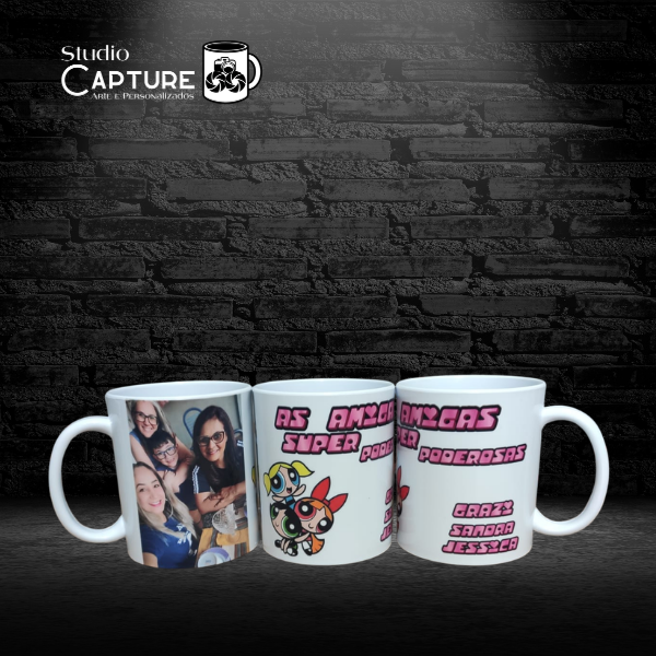 Caneca Plástico Amigas Super Poderosas com NOME e FOTO
