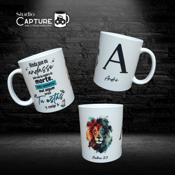 Caneca Plástico Salmo 23 com NOME