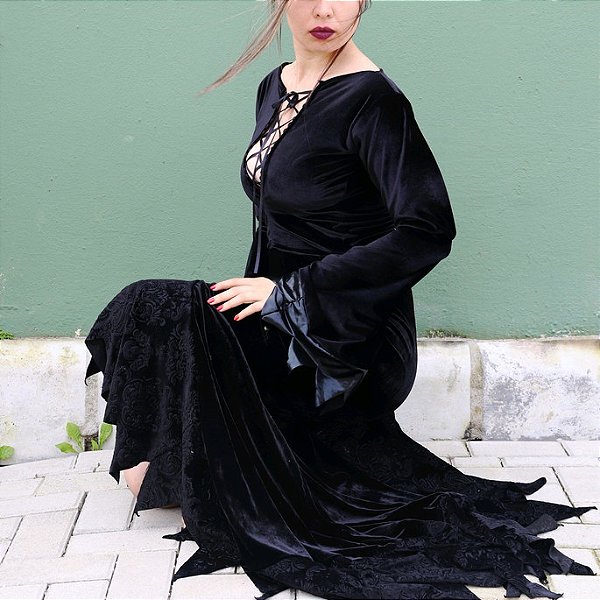 Vestido fantasia cosplay preto najine naja Harry Potter