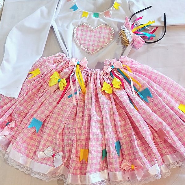 Vestido de Festa Junina Arraiá - Fantasia Caipira Colorida