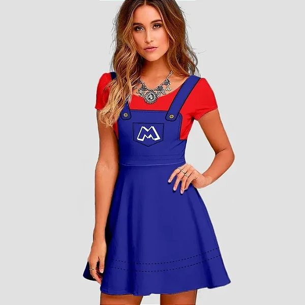 Vestido Adulto Fantasia Cosplay Mario