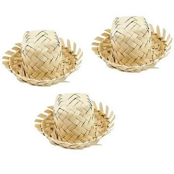 Conjunto com 30 Mini Chapéus de Palha para Festa Junina
