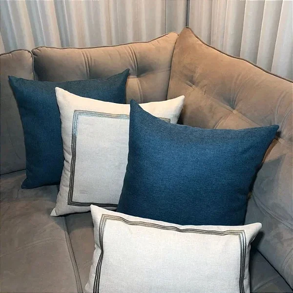 Kit de Capas de Almofadas em Linho Bordadas e Lisas