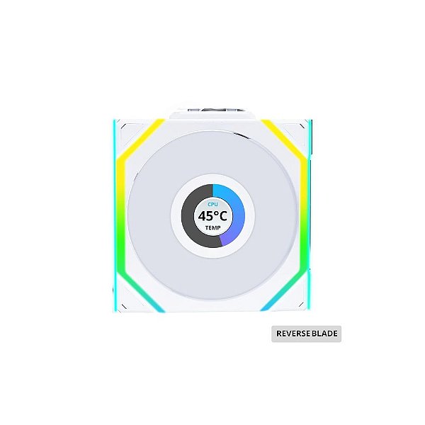 Fan UNI FAN SL LCD 120 ARGB Branco Reverse Blade