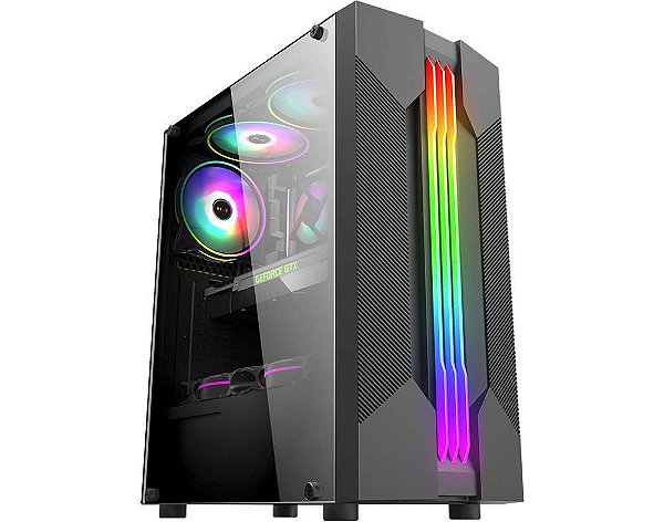 Gabinete Gamer K-MEX CG01A9 Bifrost 6 LED RGB Preto