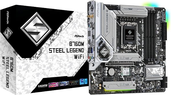 Placa-Mãe Asrock B760M Steel Legend DDR5 LGA1700 Wi-Fi
