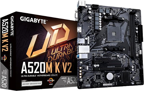 Placa-Mãe Gigabyte A520M K V2 AM4 DDR4 mATX