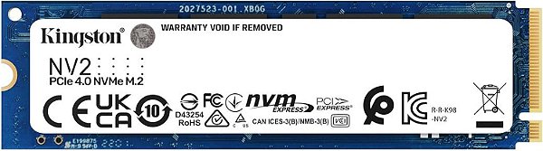 SSD Kingston 1tb Nv2 M.2 2280 Nvme Pcie 4.0 Leitura 3500mb/s Gravacao 2100mb/s - Snv2s/1000g