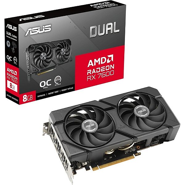 Placa de Vídeo ASUS Dual Radeon RX 7600 OC 8GB