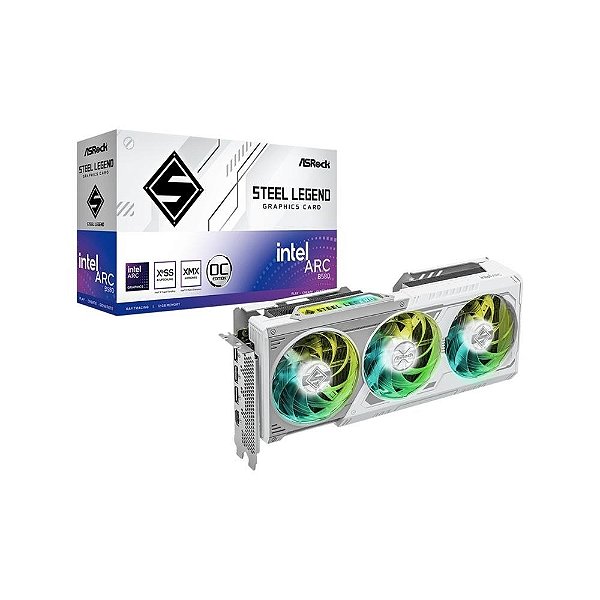 Placa de Vídeo ASRock Intel ARC B580 Steel Legend OC 12GB BRANCO