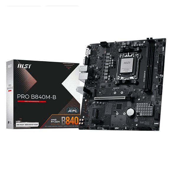 Placa-Mãe MSI PRO B840M-B AM5 DDR5 mATX HDMI/VGA