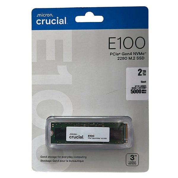 SSD Crucial E100 2TB NVMe PCIe 4.0 5000MB/s
